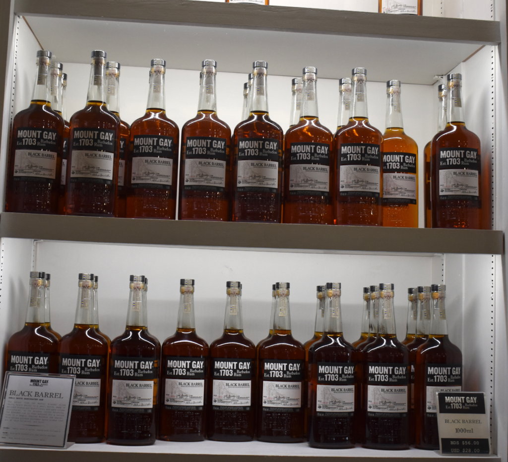 Mounty Rum varieties displayed on a shelf. 
