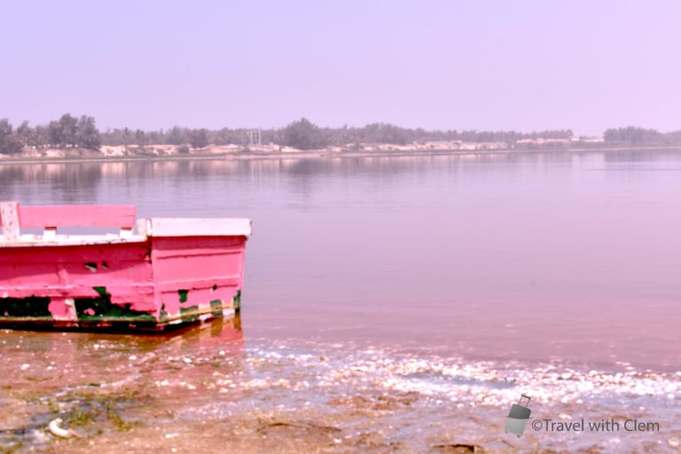 Boat on the shore when visiting the lac rose in Senegal