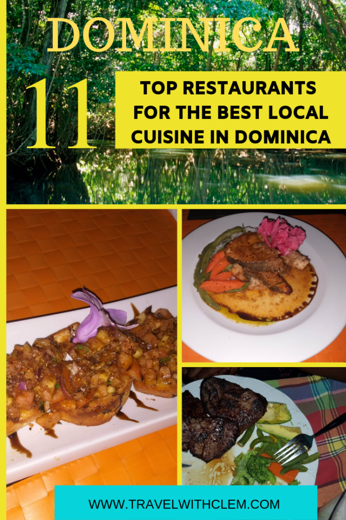 Dominica restaurants to try out on your next Caribbean trip - Pin with different restaurant images 