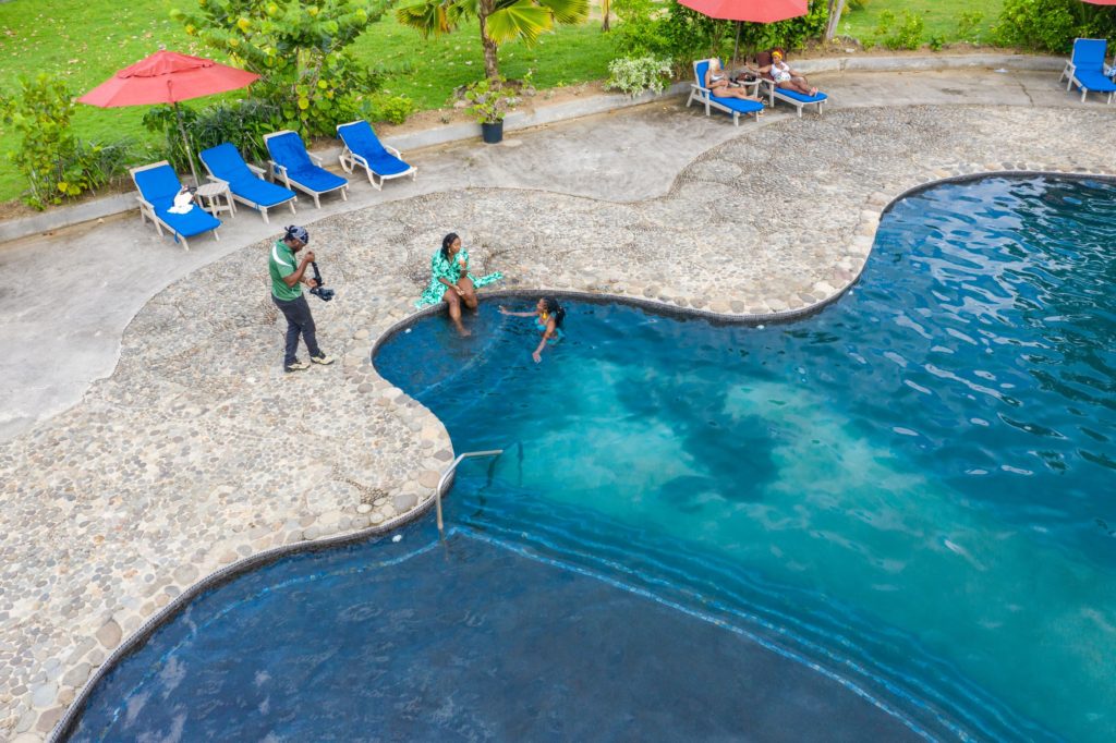 View of the Onyx pool at the rosalie Bay eco resort, one of the best eco resorts in the Caribbean