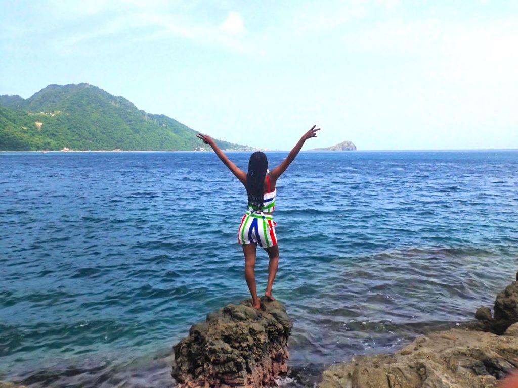 Beautiful black girl exploring Soufriere, Dominica