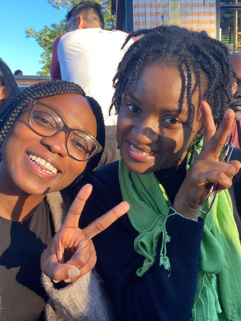 Two black female doctors at a concert in Toronto, Canada