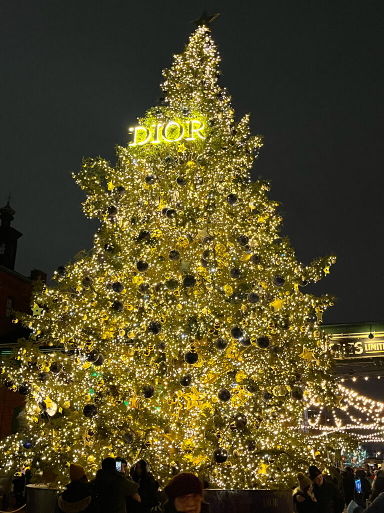 Dior Christmas tree at the distillery winter village in Toronto 2022