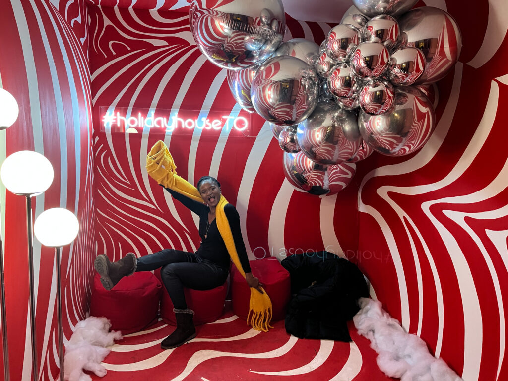 Candy cane house display at the netflix christmas house canada