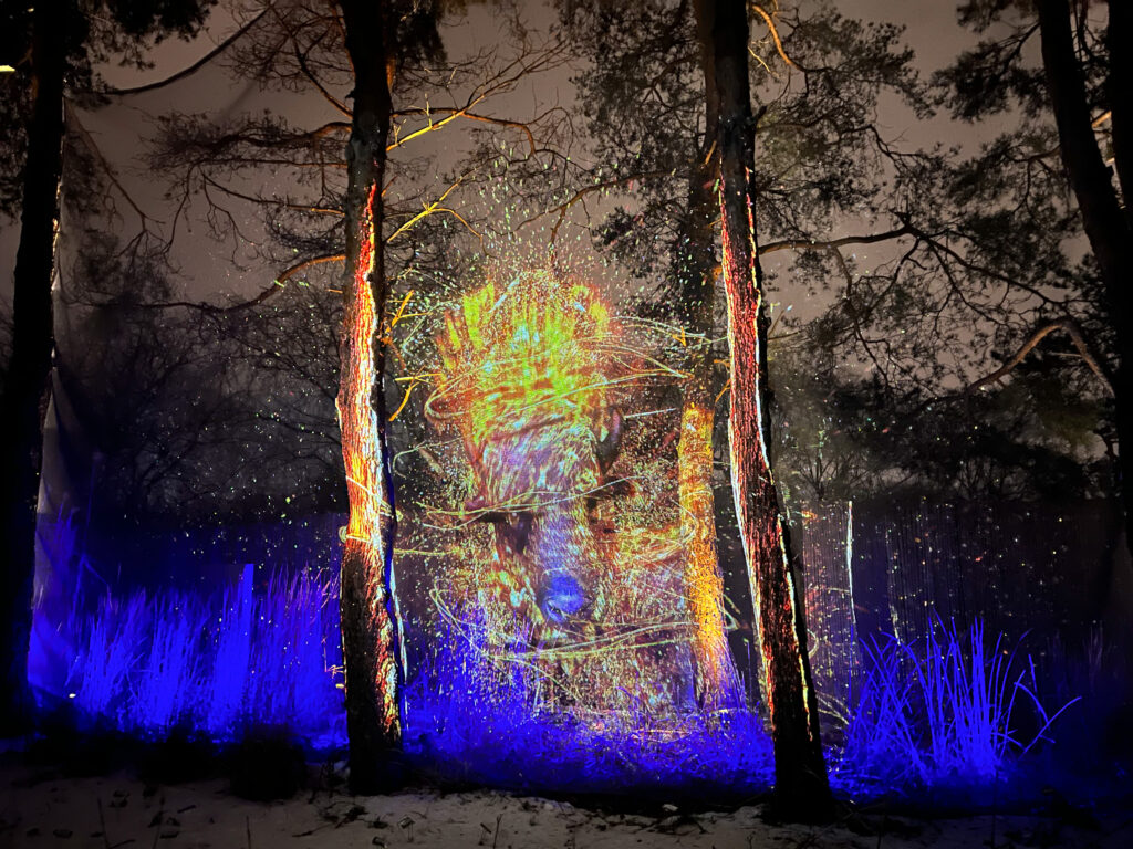 Surrealist 3D animal lights display at the Terra Lumina experience, Toronto Zoo 2022