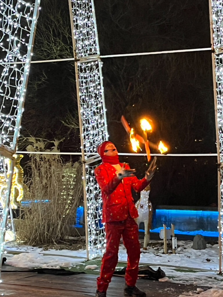 Fire magic show at the Casa Loma Christmas Lights tour in Toronto