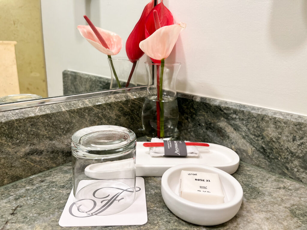 Le labo luxury products in a luxury caribbean hotel bathroom