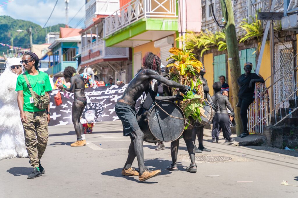Black Devils or Darkies, cultural elements of the Jouvert morning parade in the Caribbean during Carnival