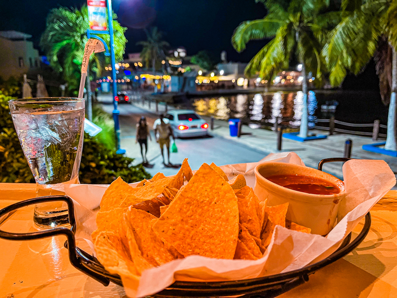 Dinner at Cafe Sol in St Lawrence Gap, Barbados: Chips and Salsa dip