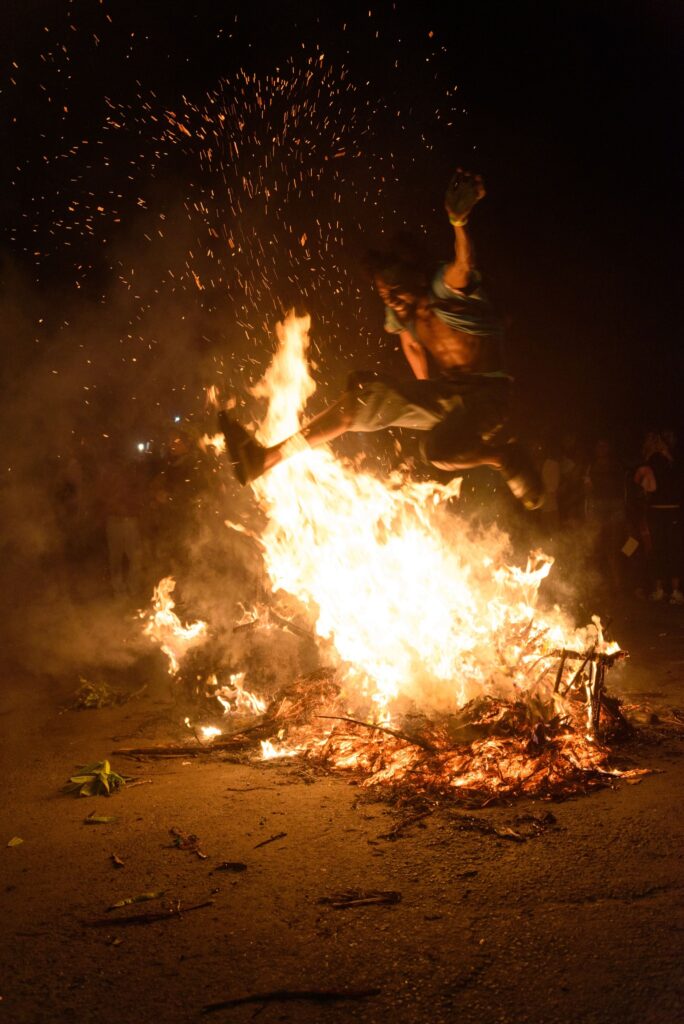 Dominica Carnival : Tewe Vaval in Dominica - the end of Carnival - dancers around the fire in a ritualistic manner