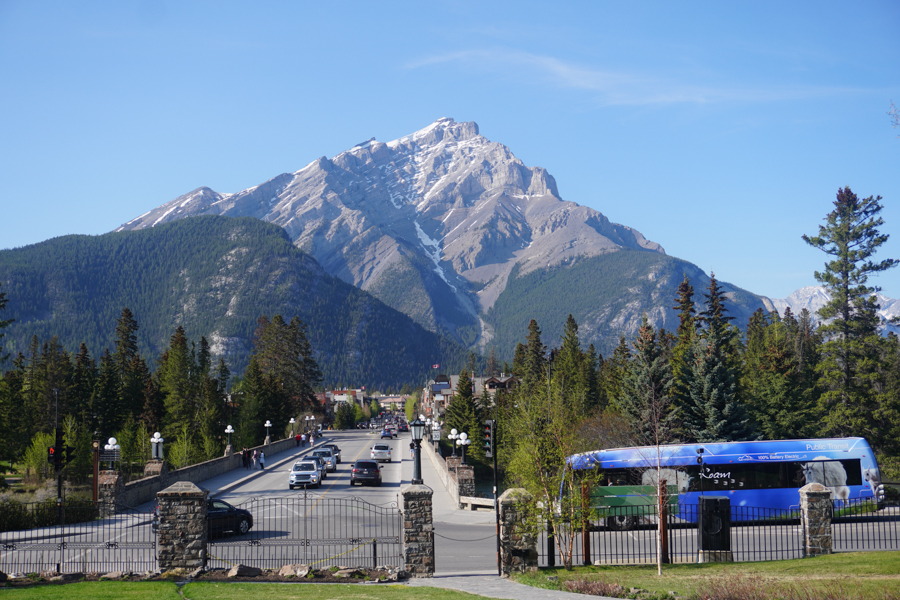 Banff Canada - views of Downtown Banff on a sunny day 