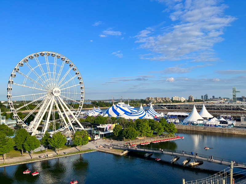 La Grande Roue de Montreal is seen at the Vieux Port Montreal on a warm summer afternoon