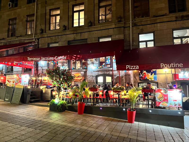 One of the most popular restaurants in Montreal, Terrace Jacques Cartier at Night in Montreal