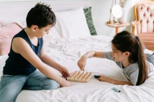 kids playing a board game