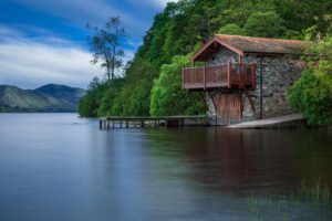 cottage by a lake