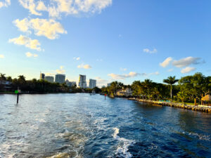 Watching a sunset from a yacht cruise in Fort Lauderdale